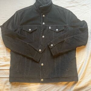 Levis Jacket Black Corduroy Sherpa Men's Large, winter outdoor wear